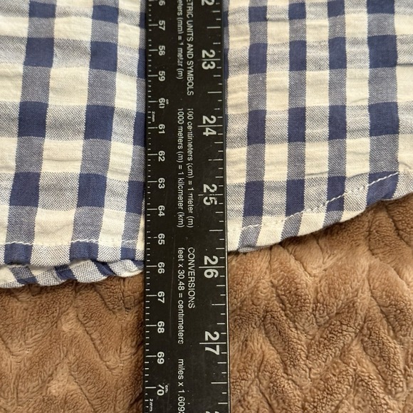Dylan Womens L Top Blue White Gingham Checkered Button Up Western Cottagecore - Picture 5 of 8